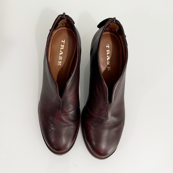 TRASK Tenley Wine Brush-Off Sheep Wedge Booties Leather 36-1273 Size 7 - Picture 5 of 13